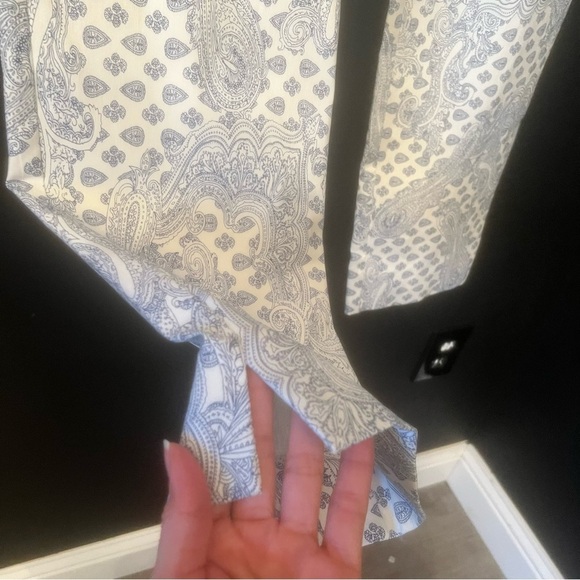 Margaret M Slimming Pants, Paisley Print, Size XL 
White, blue Paisley Pants - Picture 5 of 12